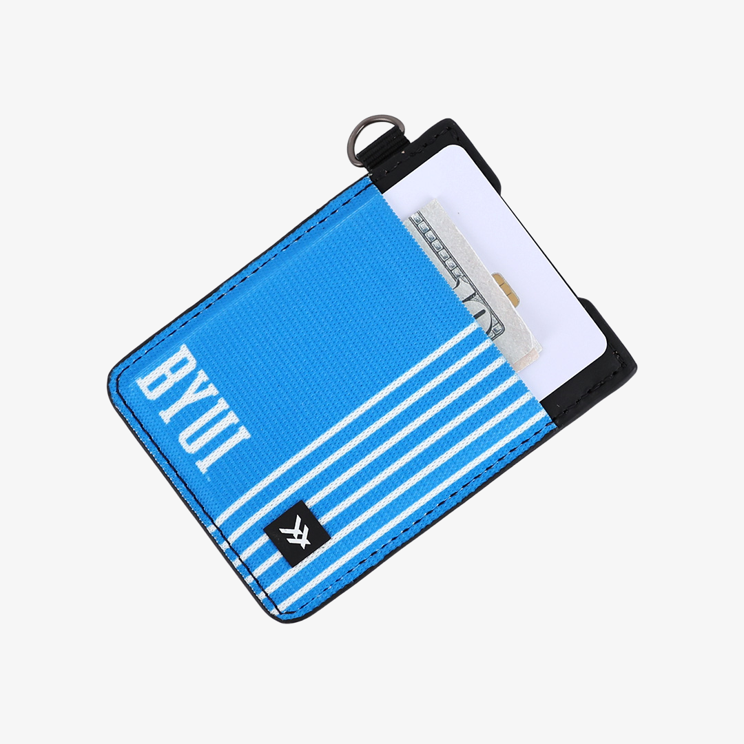 BYUI Blue Stripes - Vertical Leather Wallet