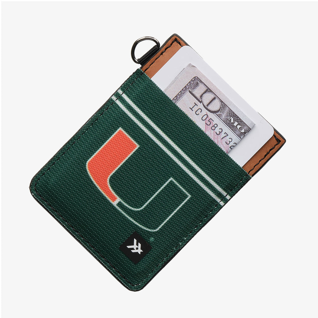 University of Miami Green - Vertical Leather Wallet