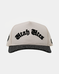 UofU Fade Hat Natural and Houndstooth Utes Arch