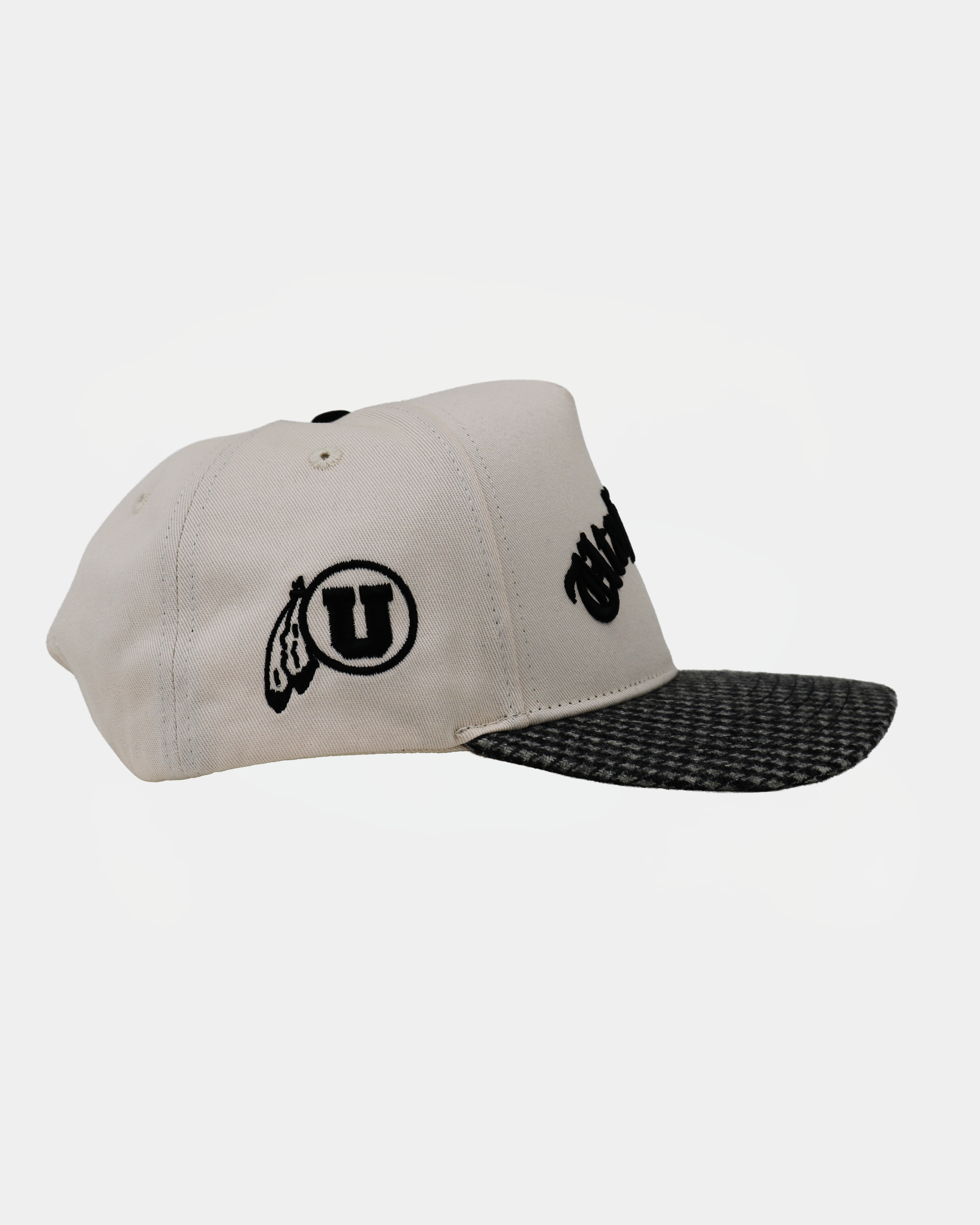 UofU Fade Hat Natural and Houndstooth Utes Arch