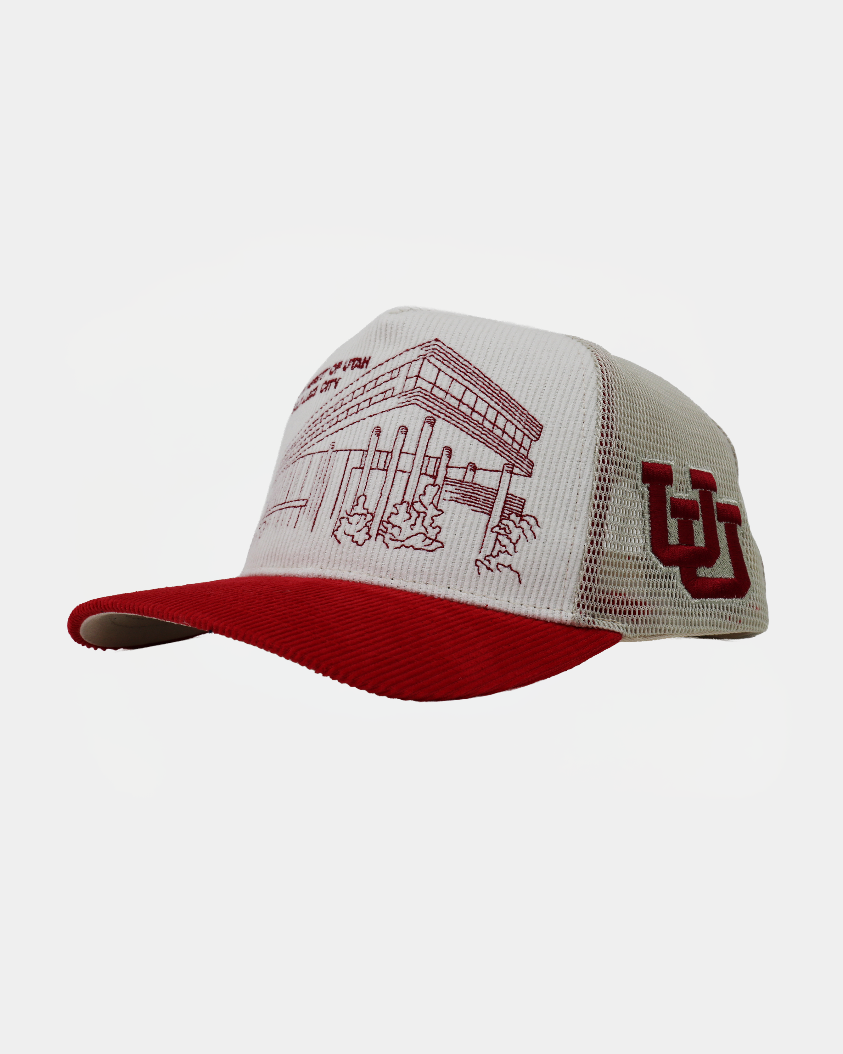 UofU Bunker Trucker Hat Natural Red Campus
