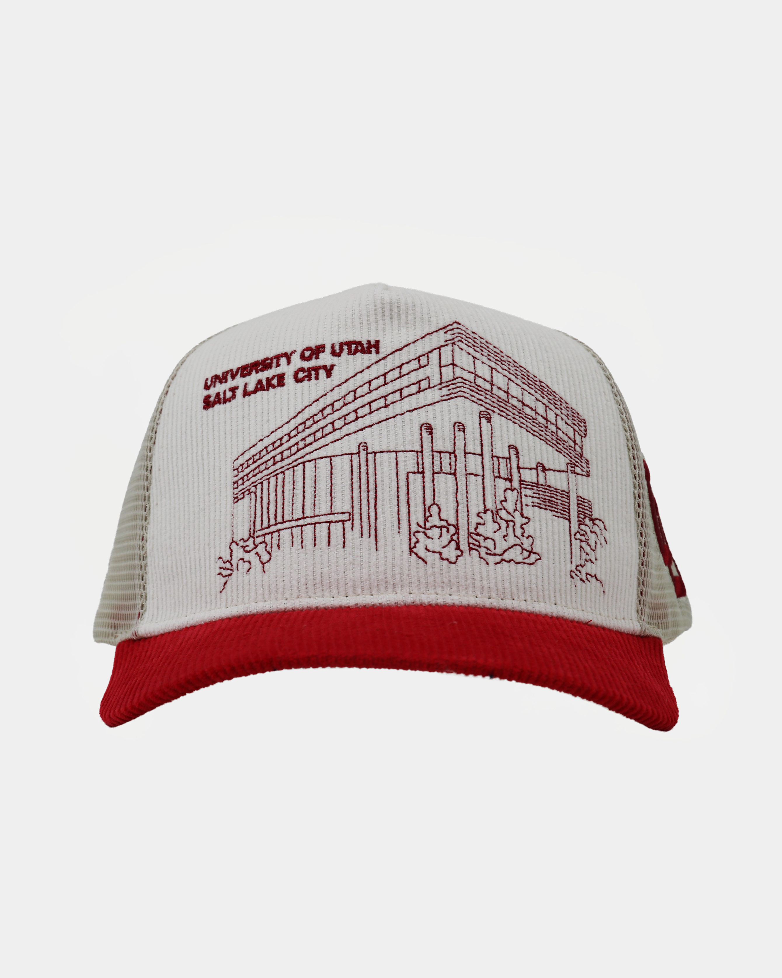 UofU Bunker Trucker Hat Natural Red Campus