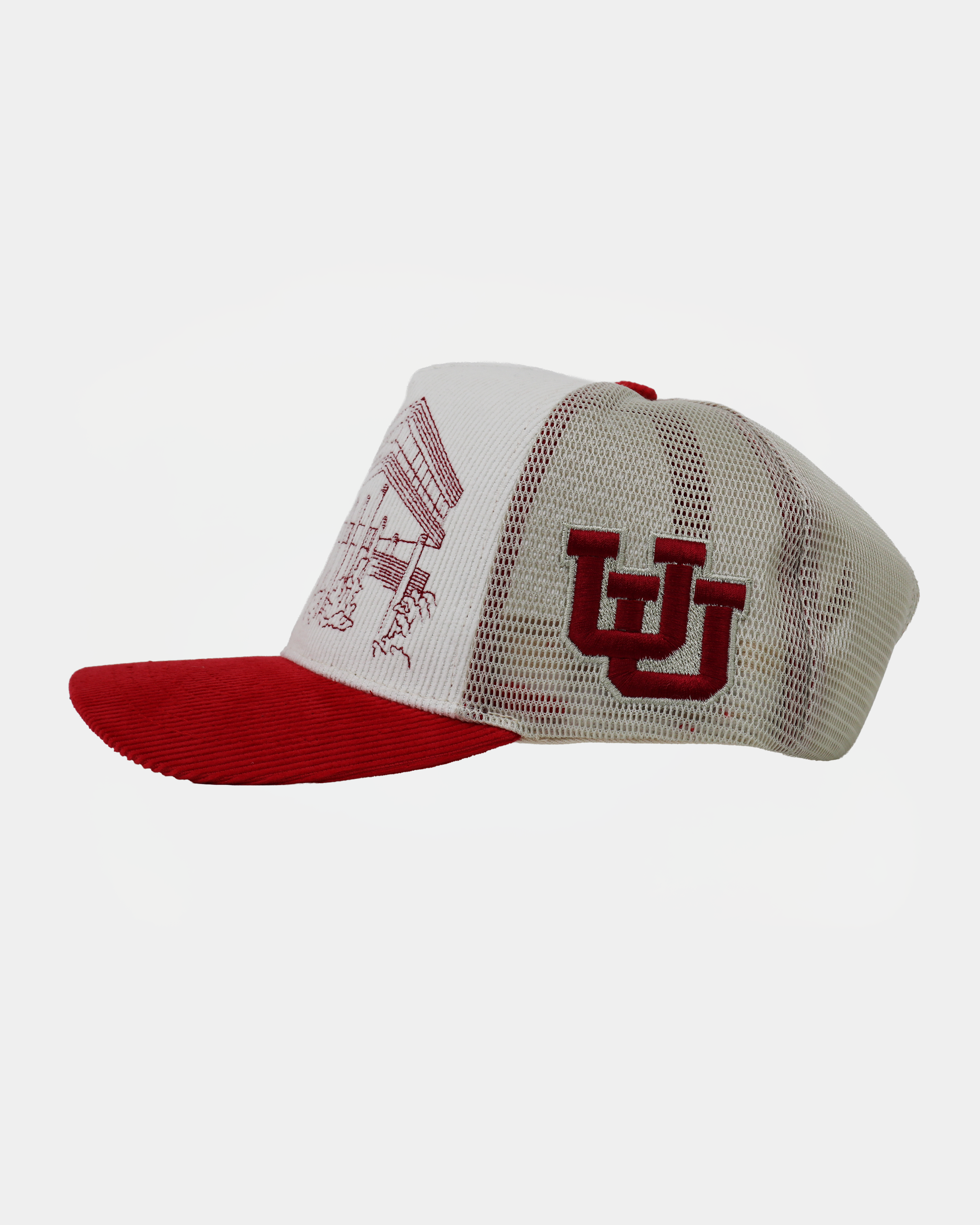 UofU Bunker Trucker Hat Natural Red Campus