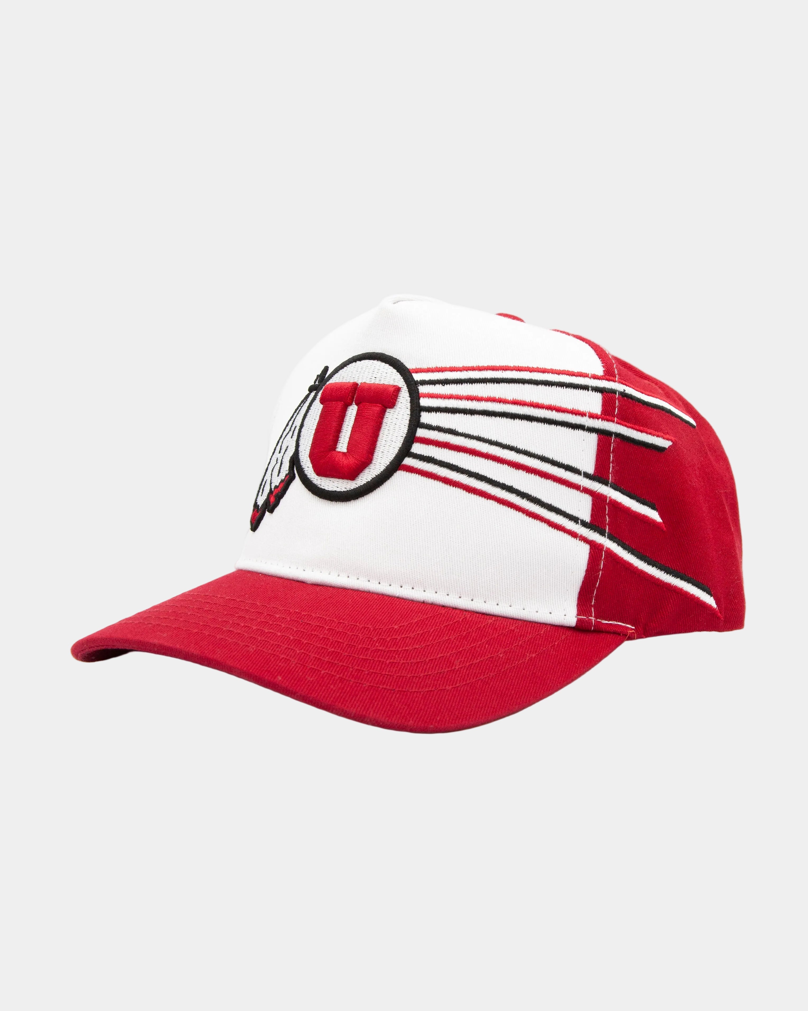 UofU Fade Hat RedWht Stripe Uniform Hat Utes