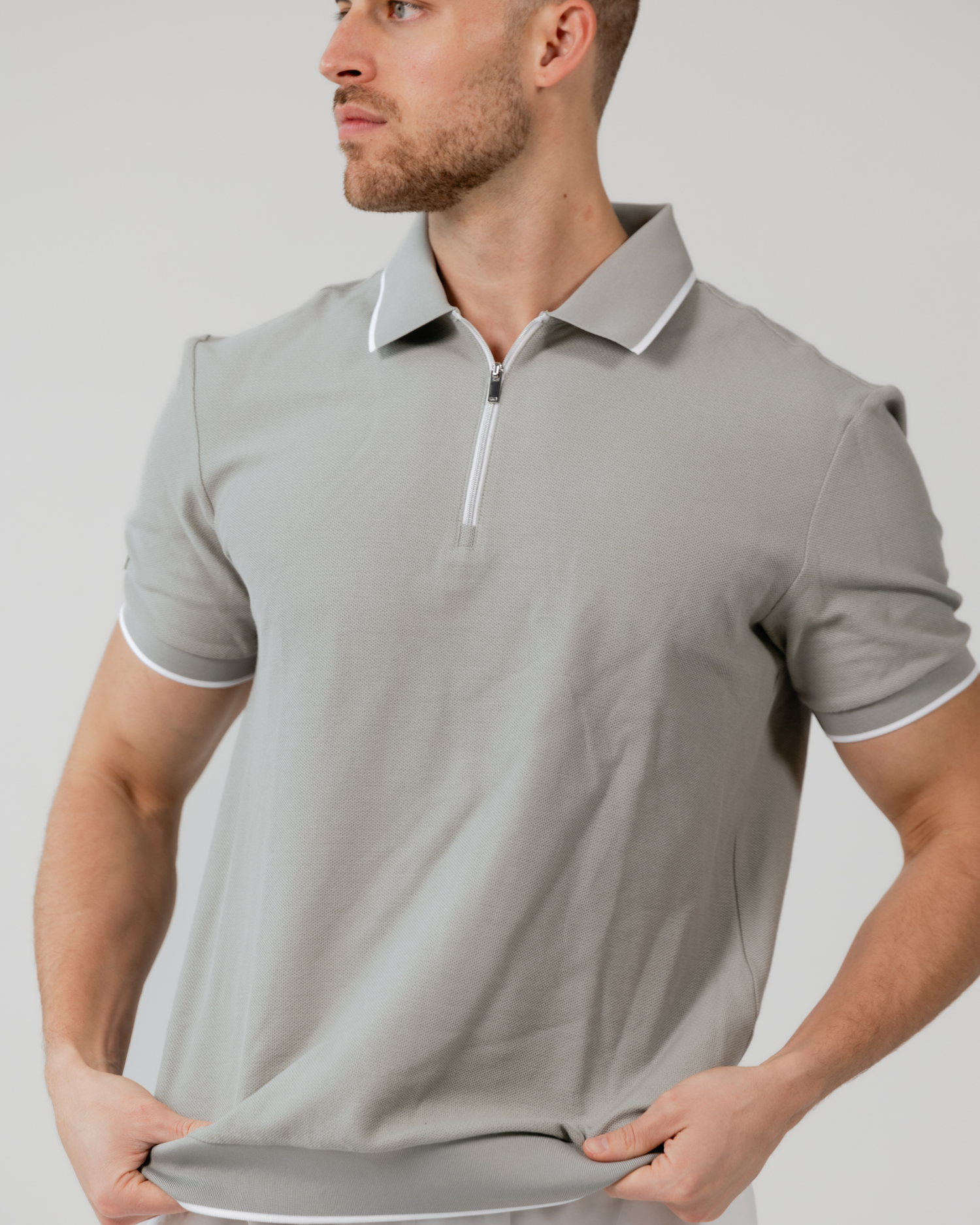 Vanguard Zip Polo Slate Green